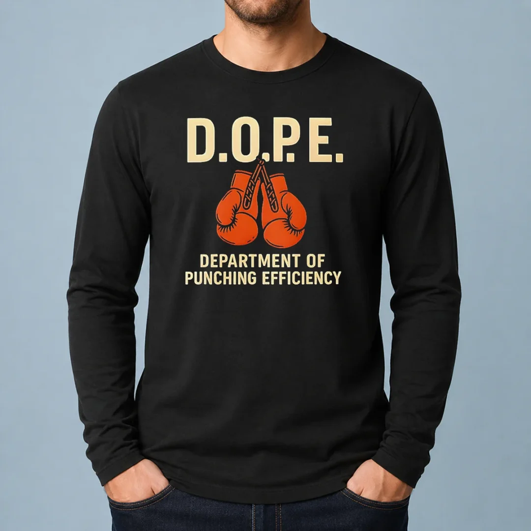 official-dope-department-of-punching-efficiency-long-sleeve-shirt Official DOPE Department Of Punching Efficiency long sleeve shirt in black with bold logo print on front