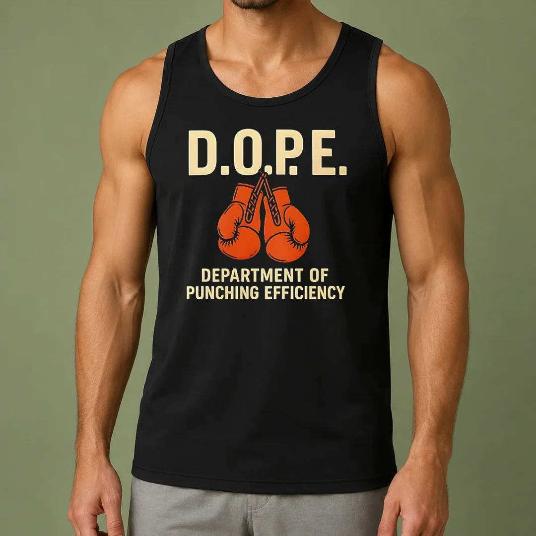 official-dope-department-of-punching-efficiency-tank-top Official DOPE Department Of Punching Efficiency Tank Top in black, sleeveless athletic wear with bold white logo