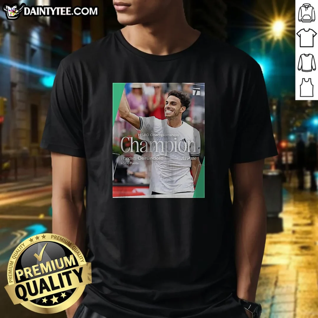 official-hsbc-championships-champion-francisco-cerndolo-atp-500-shirt-1 Official HSBC Championships Champion Francisco Cerndolo ATP 500 Shirt featuring a classic crew neck and short sleeves