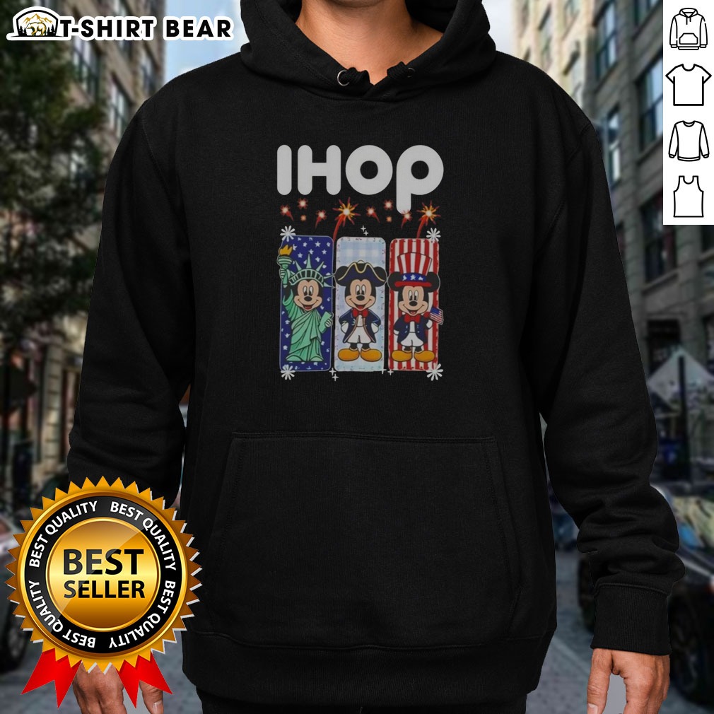 Official Ihop Mickey Mouse Statue Of Liberty Patriot Independence Day Hoodie Official Ihop Mickey Mouse Statue Of Liberty Patriot Independence Day Hoodie in navy blue, front view with patriotic graphic