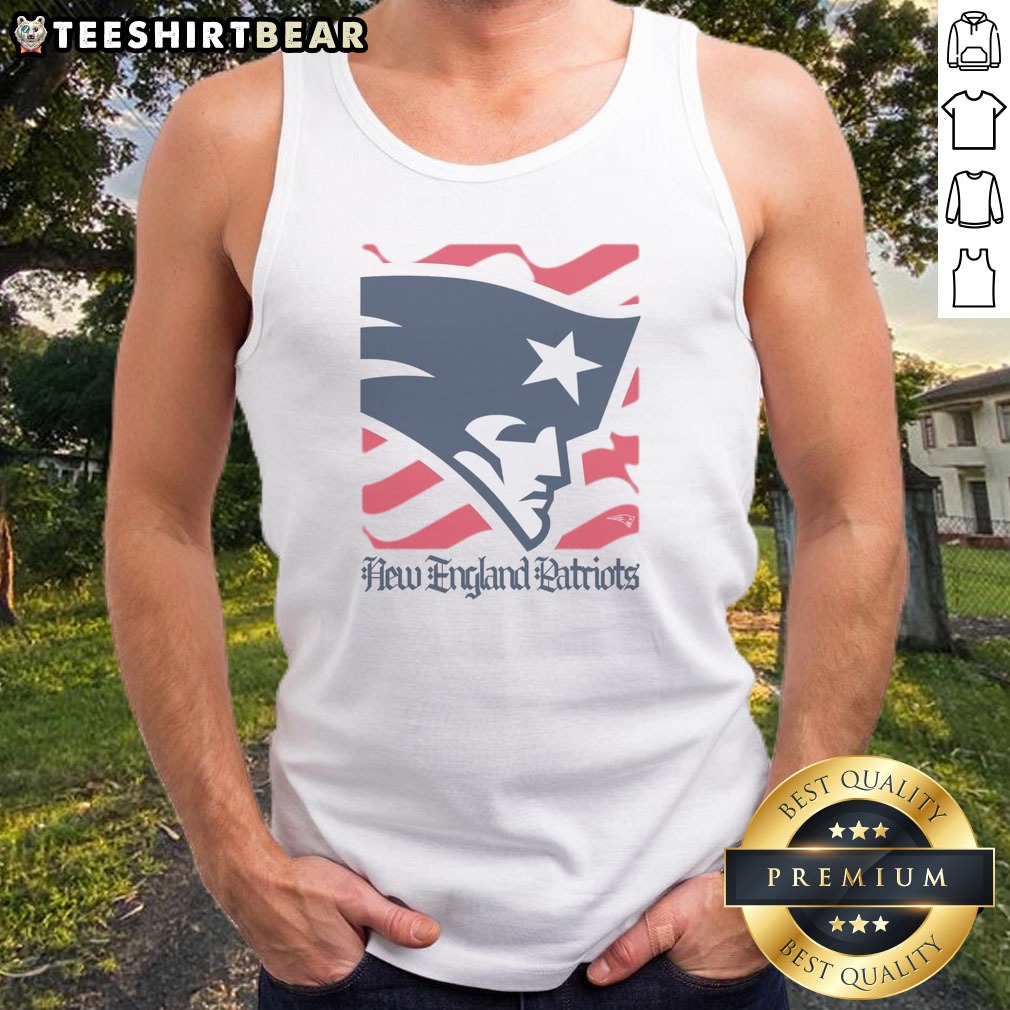 official-new-england-patriots-american-heritage-wordmark-tank-top Official New England Patriots American Heritage Wordmark Tank top displayed in a vibrant blue color.