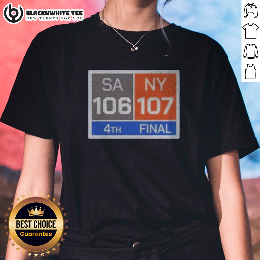 official-new-york-knicks-comeback-san-antonio-spurs-107-ny-106-ladies-shirt Official New York Knicks Comeback San Antonio Spurs 107 NY 106 Ladies Shirt in white with bold graphic print