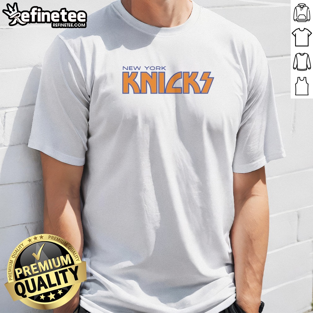 official-new-york-knicks-kiss-logo-parody-t-shirt Official New York Knicks Kiss Logo Parody t shirt featuring a creative sports and rock band inspired graphic on a comfortable cotton tee
