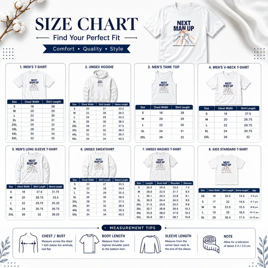 official-next-man-up-oklahoma-city-loud-city-culture-basketball-size-chart Size chart for Official Next Man Up Oklahoma City Loud City Culture Basketball with measurements in inches and cm