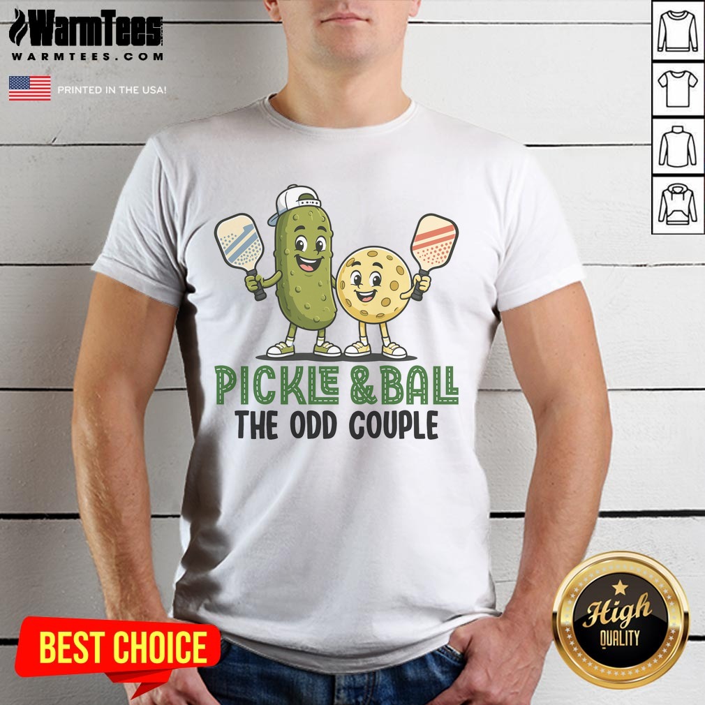 official-pickle-and-ball-the-odd-couple-pickleball-matching-shirt Official Pickle And Ball The Odd Couple Pickleball Matching shirt featuring a fun and playful design.
