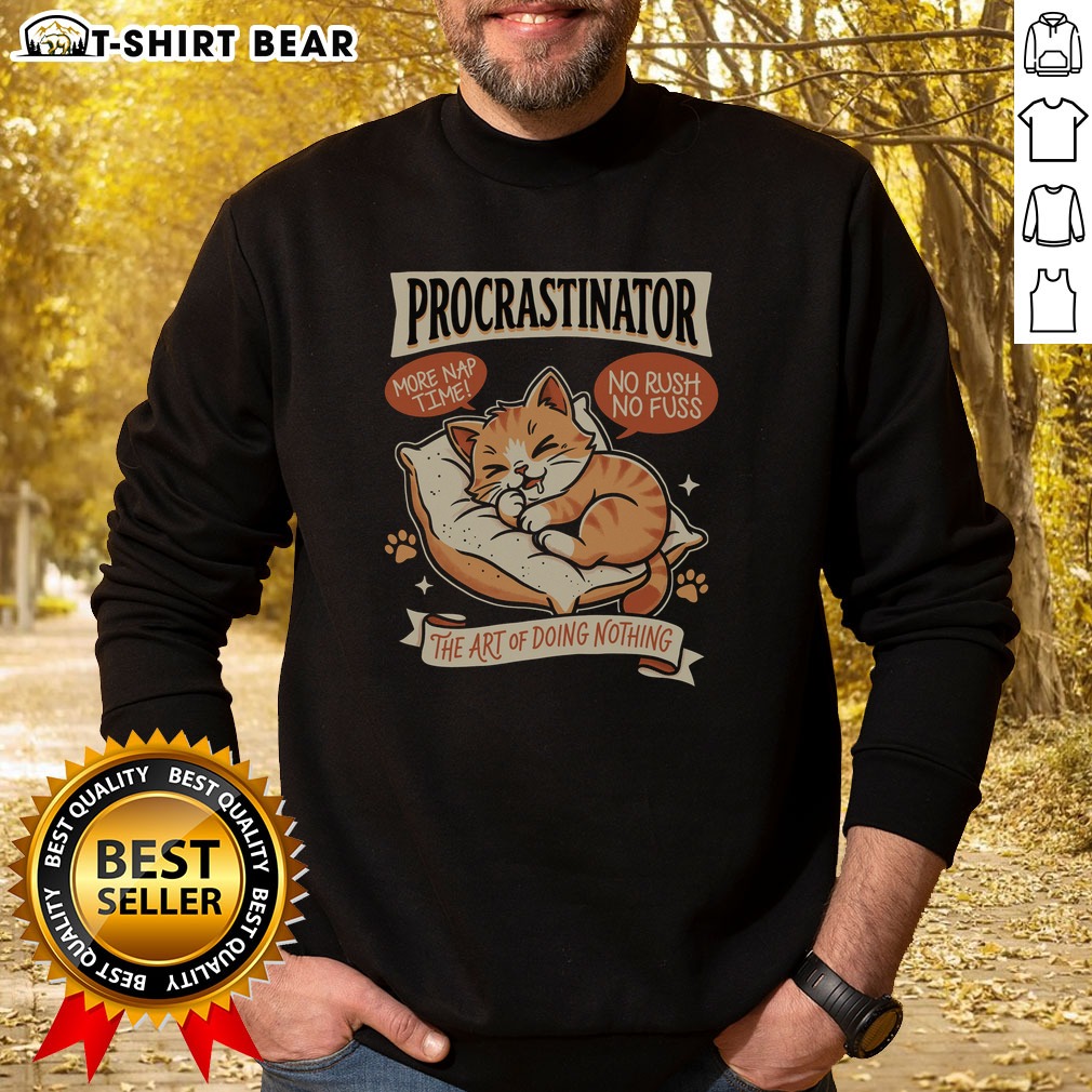 official-procrastinator-cat-sweatshirt Official Procrastinator Cat Sweatshirt featuring a playful cat graphic, perfect for casual wear.