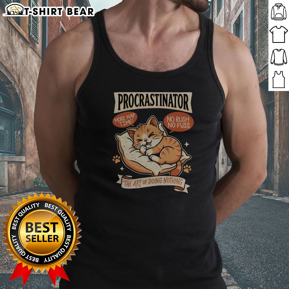 official-procrastinator-cat-tank-top Official Procrastinator Cat Tank Top featuring a playful cat graphic for laid-back vibes