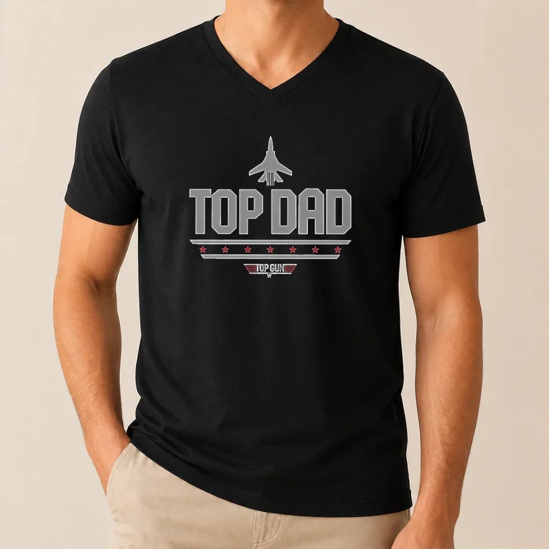 Official Top Dad Top Gun Logo Parody V Neck Shirt Official Top Dad Top Gun Logo Parody V-Neck Shirt