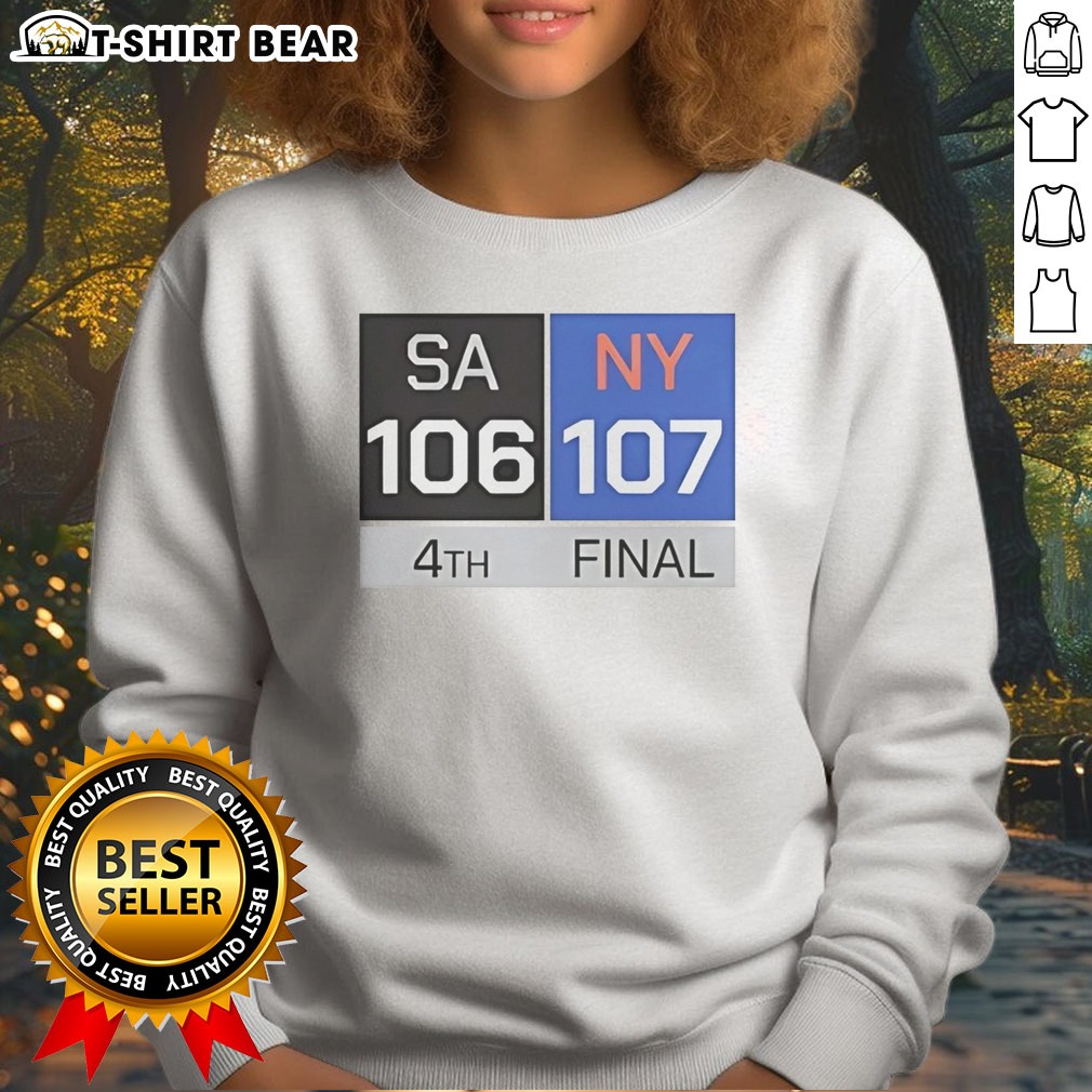 Official Top San Antonio Spurs Vs New York Knicks Final Score Sweatshirt Official Top San Antonio Spurs Vs New York Knicks Final Score sweatshirt in charcoal gray with bold team logos and final score print