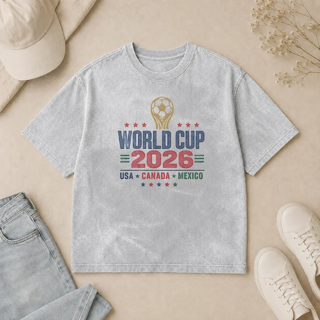 Official Vintage 2026 World Cup USA Canada Mexico Soccer Washed T Shirt Official Vintage 2026 World Cup USA Canada Mexico Soccer Washed T-Shirt