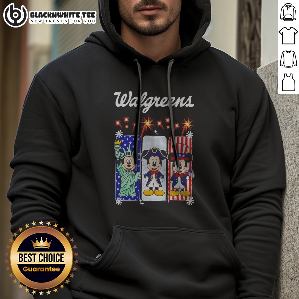 Official Walgreens Mickey Mouse Statue Of Liberty Patriot Uncle Sam USA Hoodie Official Walgreens Mickey Mouse Statue Of Liberty Patriot Uncle Sam USA Hoodie featuring vibrant patriotic graphics on a comfortable pullover hoodie