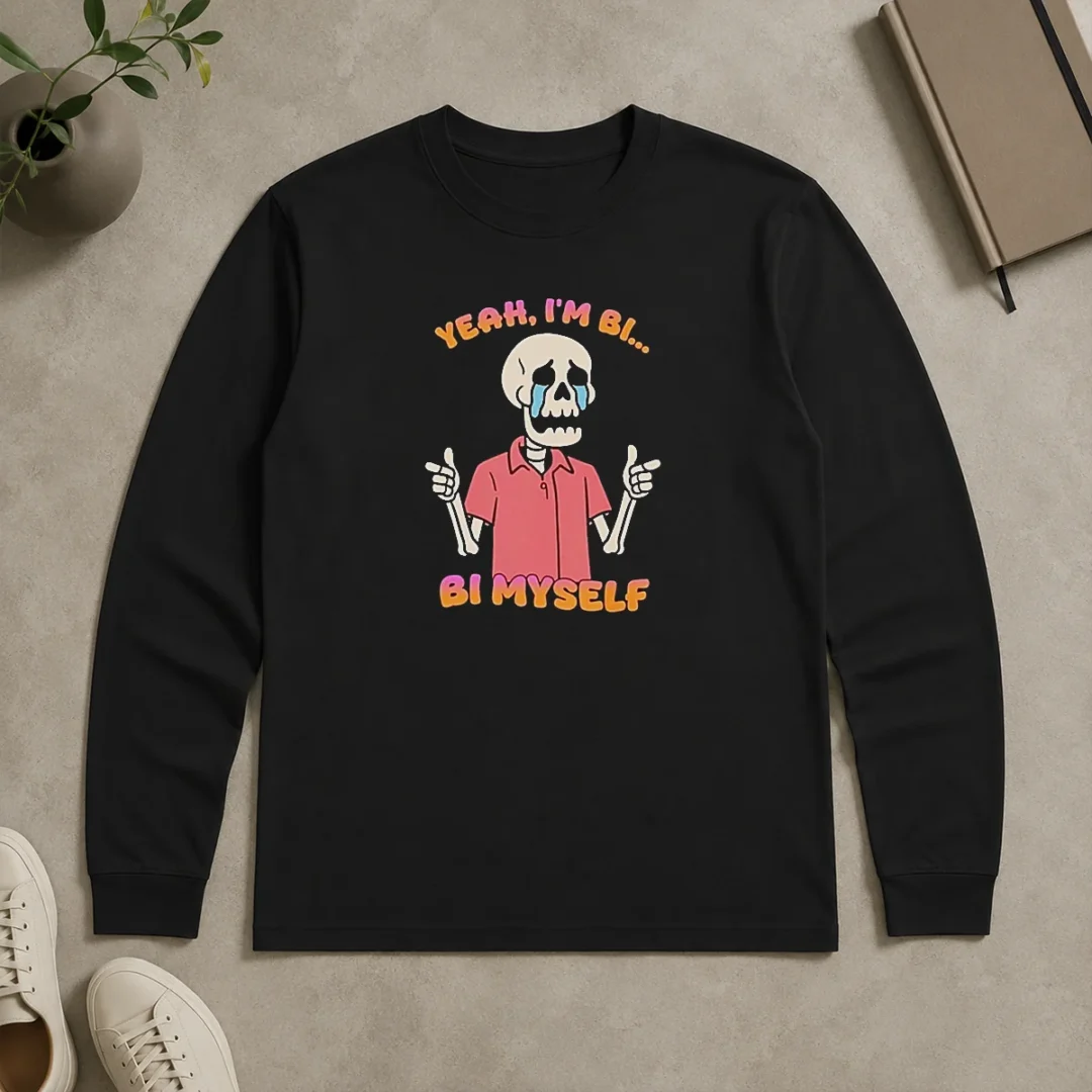 Official Yeah I'M Bi Bi Myself Skeleton Long Sleeve Shirt Official Yeah I'M Bi Bi Myself Skeleton Long Sleeve Shirt