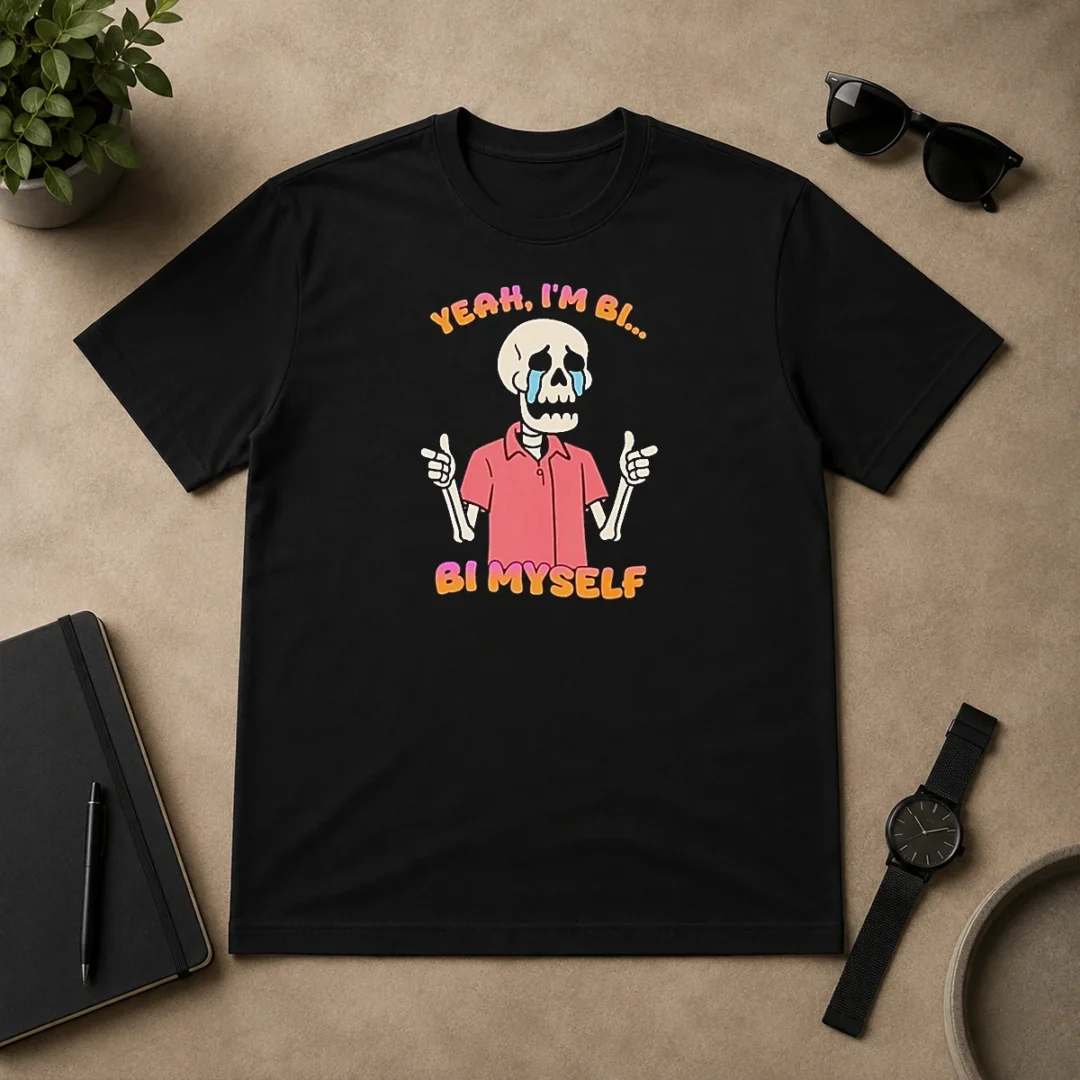 Official Yeah I'M Bi Bi Myself Skeleton t shirt Official Yeah I'M Bi Bi Myself Skeleton