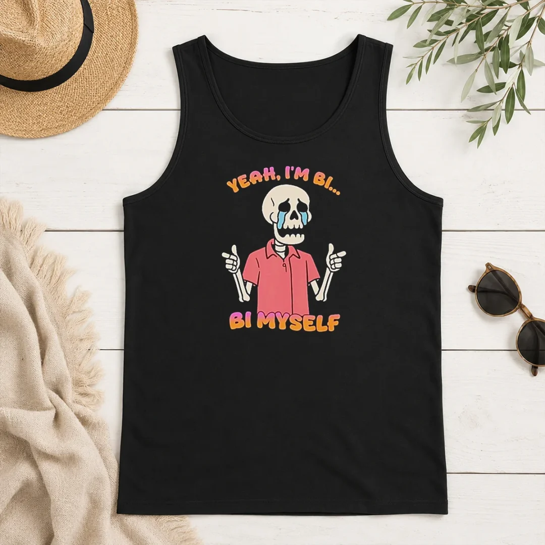 Official Yeah I'M Bi Bi Myself Skeleton Tank Top Official Yeah I'M Bi Bi Myself Skeleton Tank Top