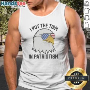 Awesome Bald Eagle American Flag Sunglasses I Put The Tism In Patriotism 4th Of July Tank Top