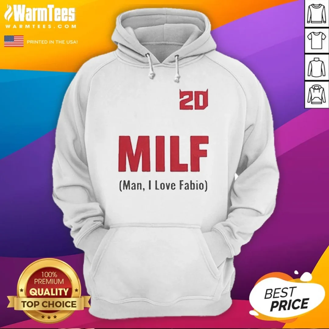 original-20-milf-man-i-love-fabio-hoodie Original 20 Milf Man I Love Fabio Hoodie in black with front graphic print and adjustable drawstring hood