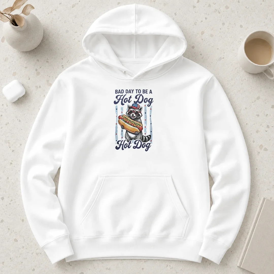 original-bad-day-to-be-a-hot-dog-hoodie Original Bad Day To Be A Hot Dog Hoodie in charcoal gray, featuring a bold graphic on the front