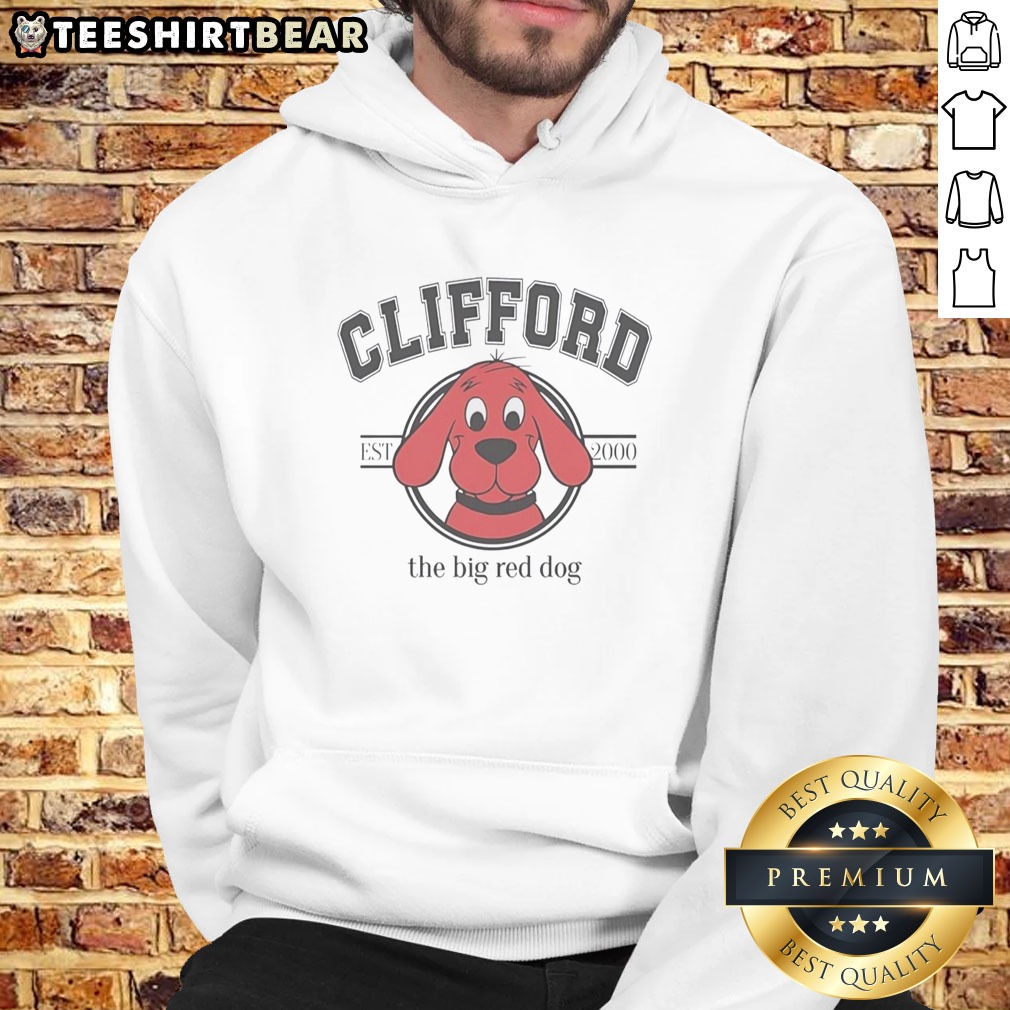 original-clifford-the-big-red-dog-est-2000-university-collegiate-logo-print-hoodie Original Clifford The Big Red Dog EST 2000 University Collegiate Logo Print Hoodie featuring a vibrant logo.