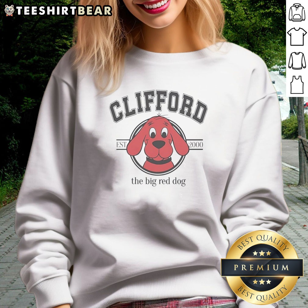 original-clifford-the-big-red-dog-est-2000-university-collegiate-logo-print-sweatshirt Original Clifford The Big Red Dog EST 2000 University Collegiate Logo Print Sweatshirt featuring a vibrant logo.