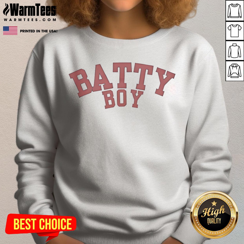 original-destin-conrad-batty-boy-pride-sweatshirt Original Destin Conrad Batty Boy Pride sweatshirt in black, featuring bold colorful text design on front