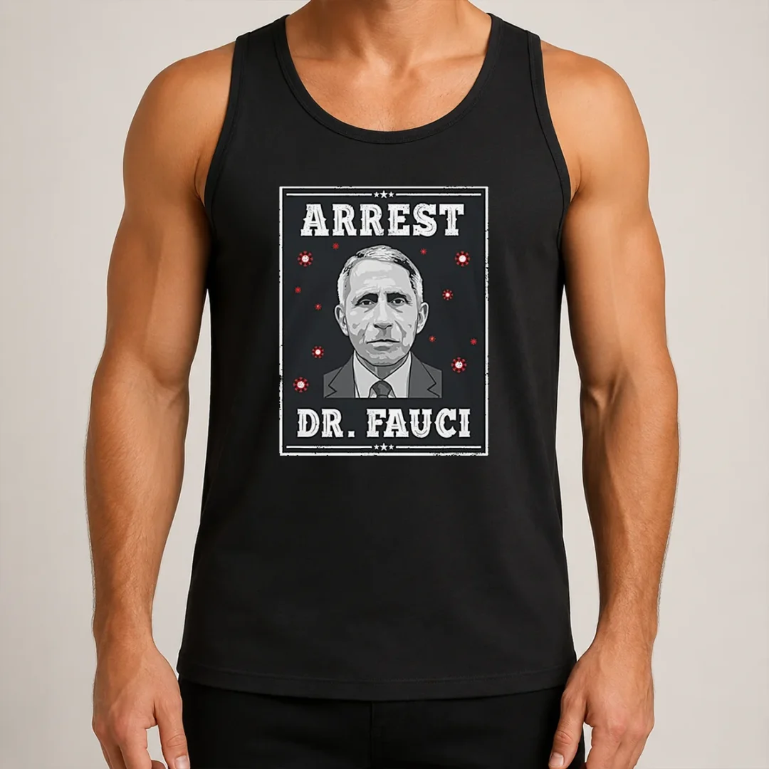 original-dr-fauci-arrest-medical-freedom-anti-lockdown-political-portrait-tank-top Original Dr Fauci Arrest Medical Freedom Anti Lockdown Political Portrait Tank Top in black, lightweight and sleeveless