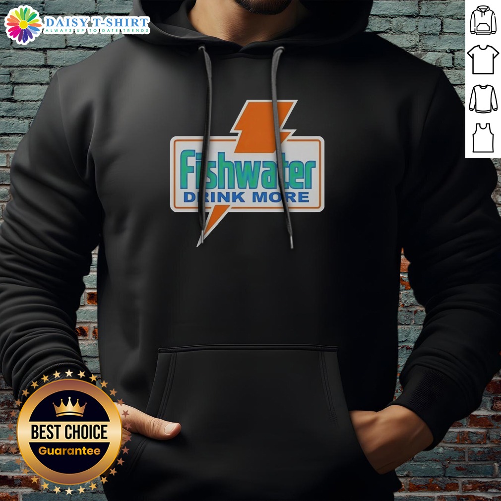 Original Fishwater Drink More Hoodie Original Fishwater Drink More Hoodie in dark grey, featuring bold white text on front, comfortable pullover style with front pocket