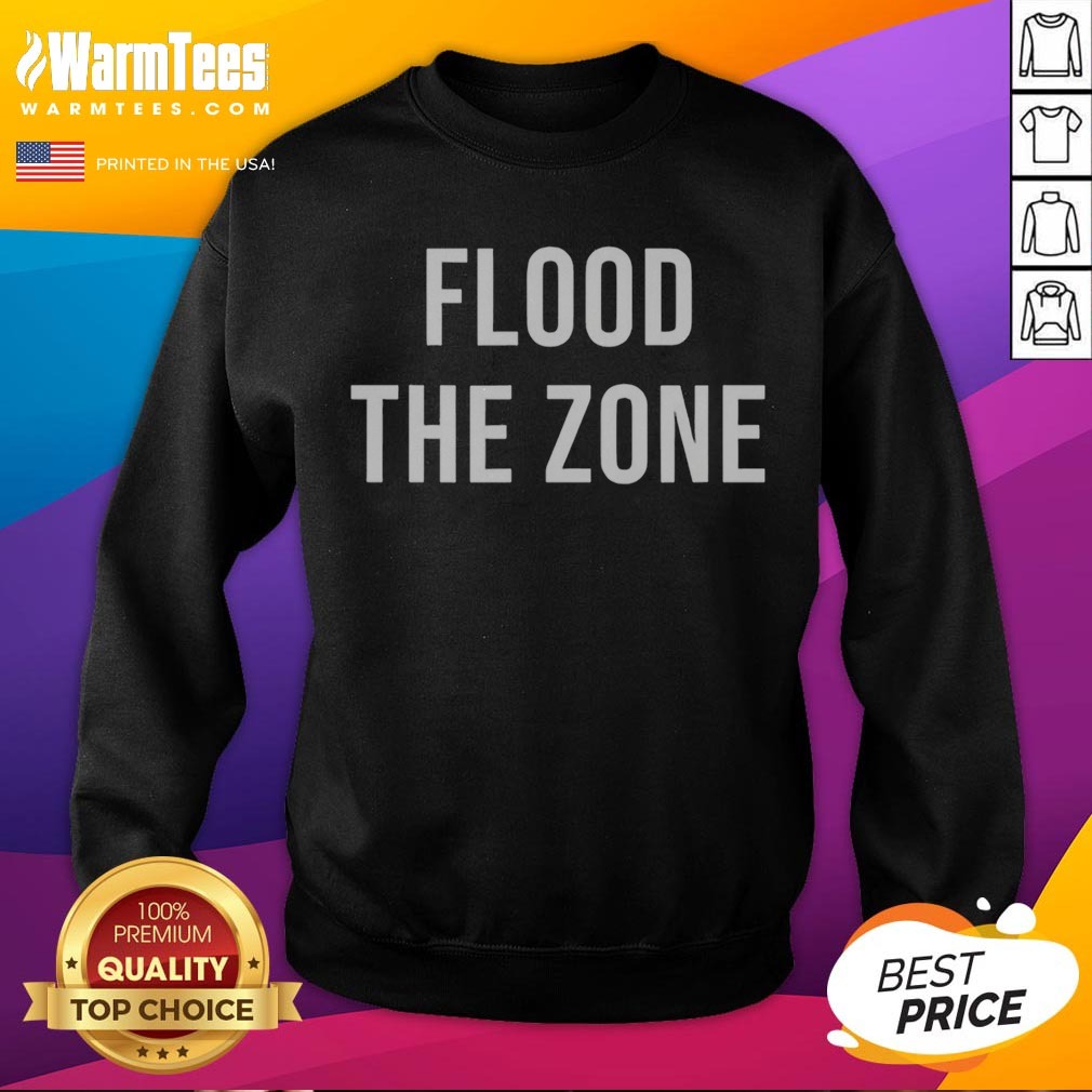 original-flood-the-zone-sweatshirt Original Flood The Zone sweatshirt displayed in a cozy indoor setting, showcasing its comfortable fit.