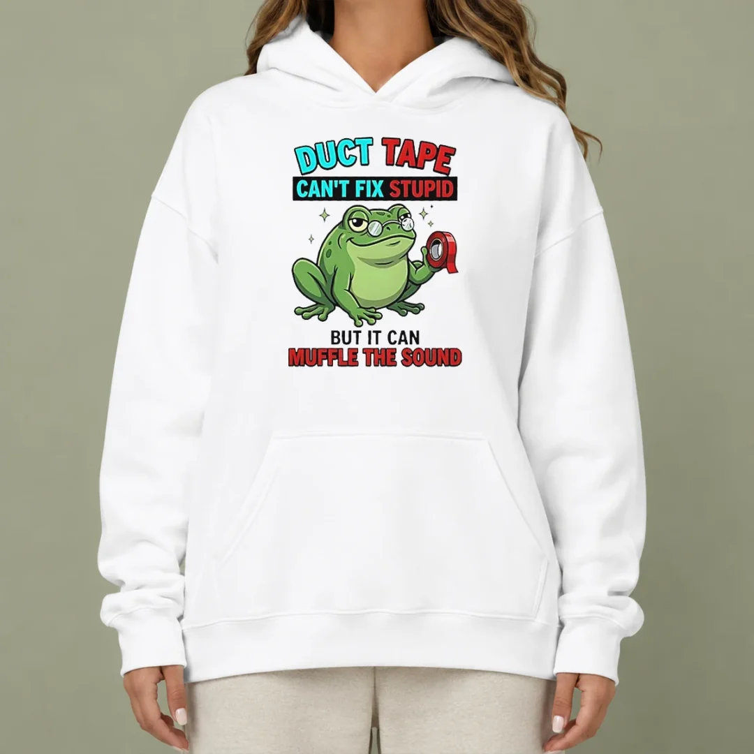 original-frog-duct-tape-can-t-fix-stupid-but-it-can-muffle-the-sound-hoodie Original Frog Duct Tape Can'T Fix Stupid But It Can Muffle The Sound Hoodie