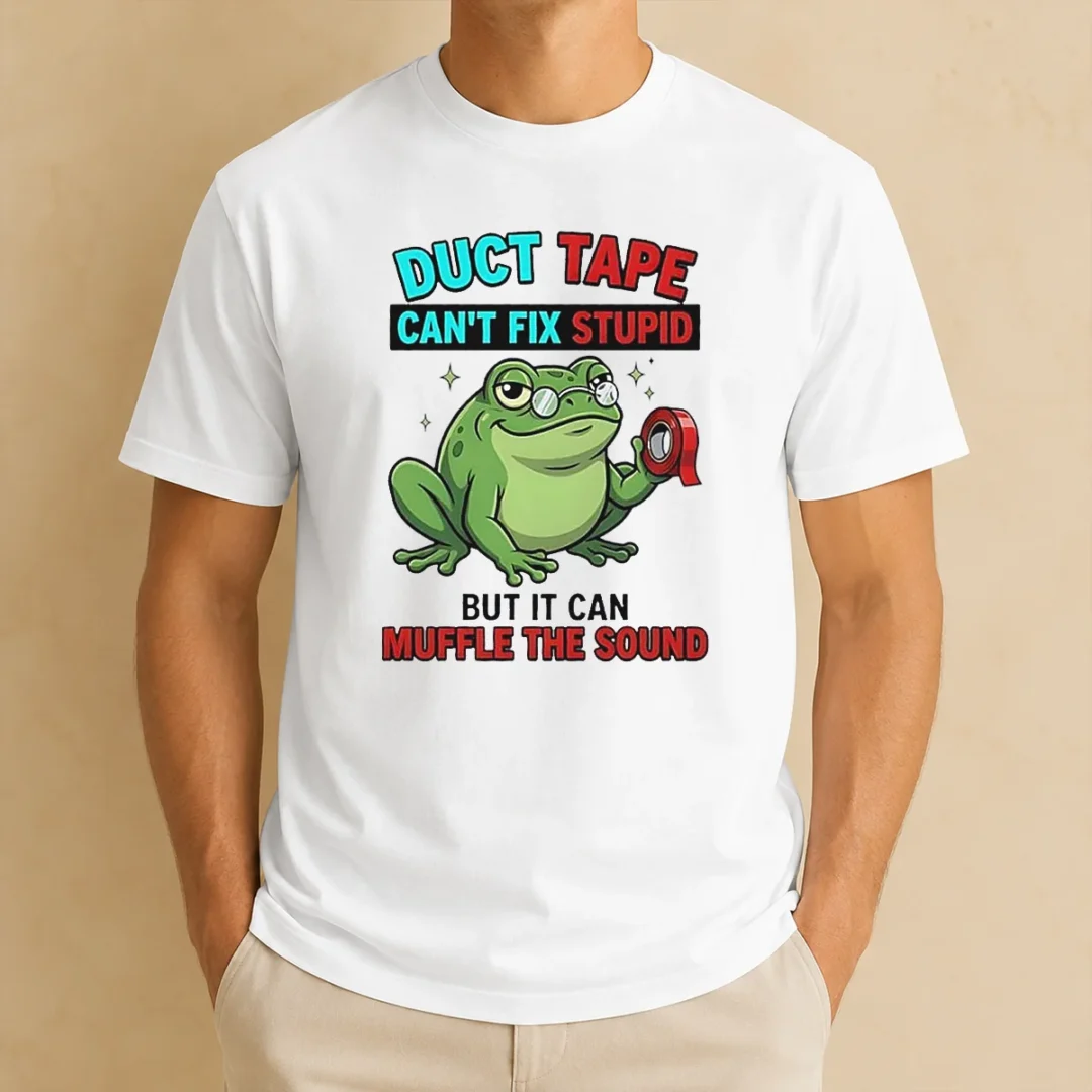 original-frog-duct-tape-can-t-fix-stupid-but-it-can-muffle-the-sound-t-shirt Original Frog Duct Tape Can'T Fix Stupid But It Can Muffle The Sound
