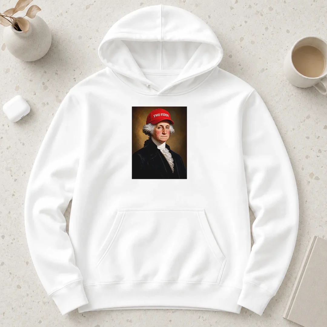 original-george-washington-president-america-hat-with-two-fiddy-hoodie Original George Washington President America Hat With Two Fiddy Hoodie in black, front view showing graphic print