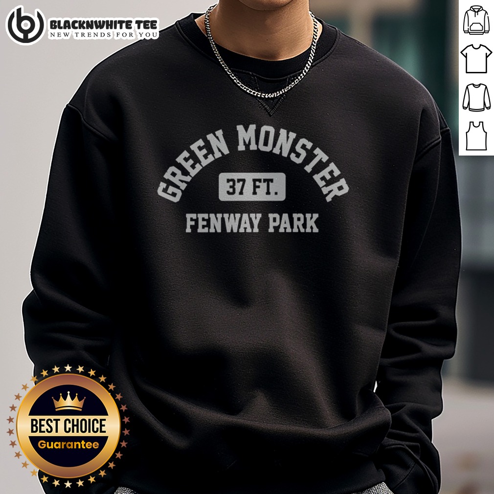 Original Green Monster 37 Ft Fenway Park Boston Red Sox Major League Baseball Massachusetts Sweatshirt Sweashirt Original Green Monster 37 Ft Fenway Park Boston Red Sox Major League Baseball Massachusetts Sweatshirt displayed on a hanger