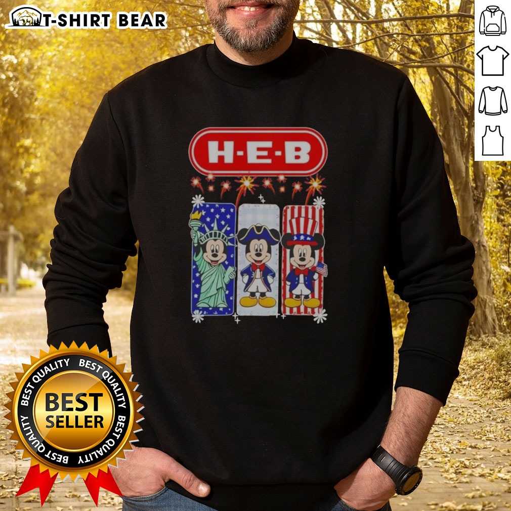 Original H E B Mickey Mouse USA Patriotic Fireworks Sweatshirt Original H E B Mickey Mouse USA Patriotic Fireworks Sweatshirt featuring a festive Mickey Mouse graphic with American flag fireworks on a cozy sweatshirt