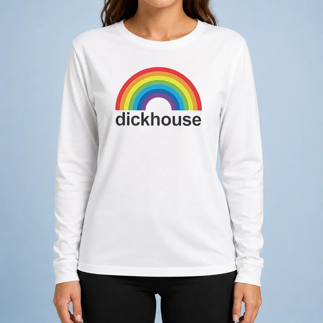 original-jackass-dickhouse-productions-rainbows-long-sleeve-shirt Original Jackass Dickhouse Productions Rainbows long sleeve shirt with colorful rainbow graphic on front