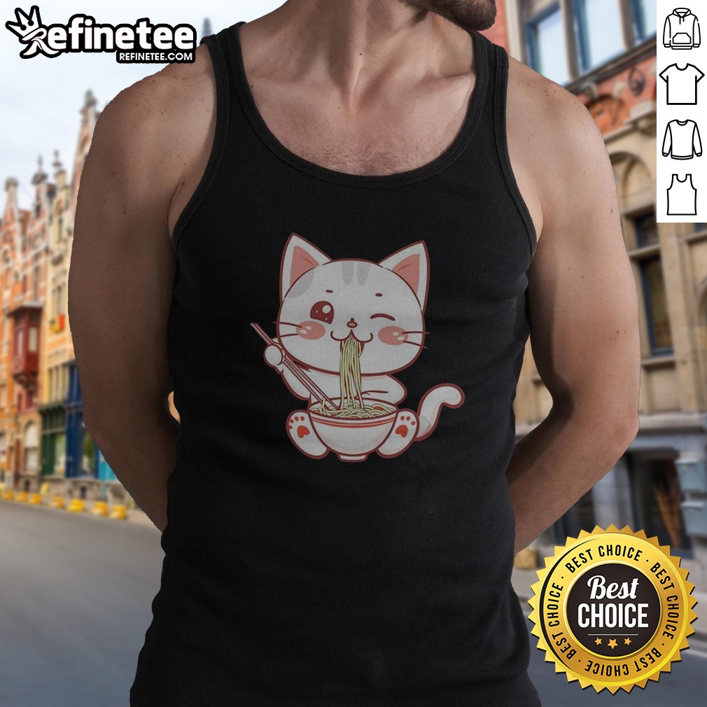 original-kawaii-ramen-eating-cat-bowl-noodles-japanese-anime-food-lover-tank-top Original Kawaii Ramen Eating Cat Bowl Noodles Japanese Anime Food Lover tank top featuring a cute cat design.