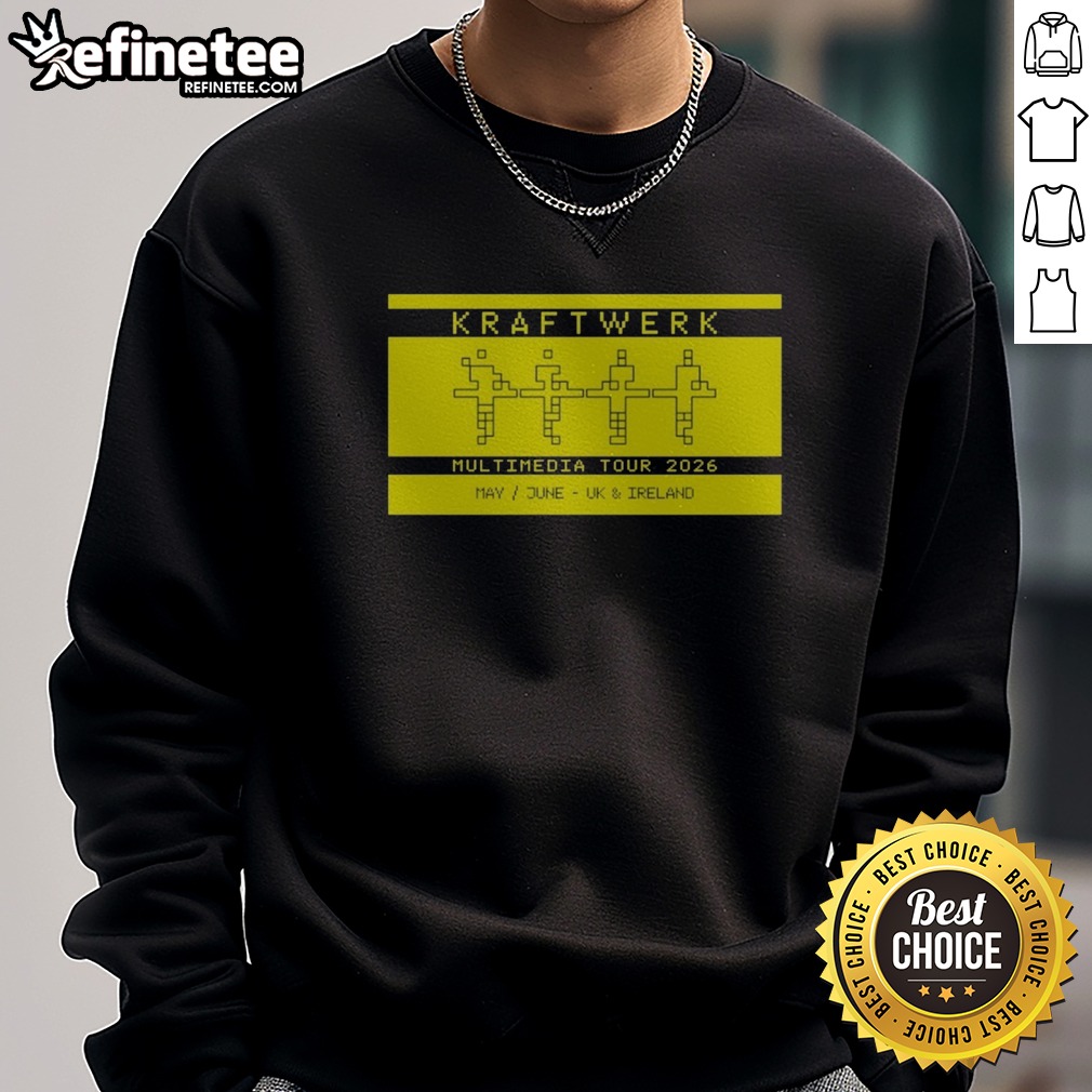 original-kraftwerk-multimedia-tour-2026-may-june-uk-ireland-music-electronic-band-tour-sweatshirt Original Kraftwerk Multimedia Tour 2026 May June UK Ireland Music Electronic Band Tour sweatshirt in a stylish display.
