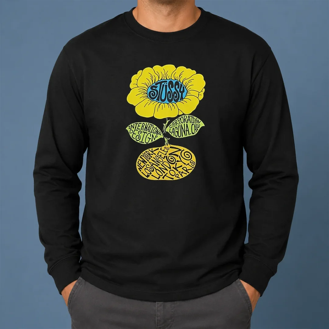 Original Love Island UK Tommy Murphy Stussy Sunflower Long Sleeve Shirt Original Love Island UK Tommy Murphy Stussy Sunflower Long Sleeve Shirt