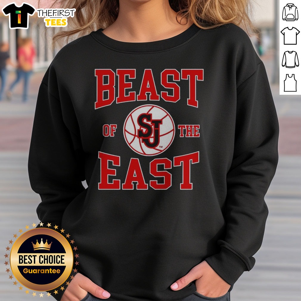 original-st-john-s-red-storm-basketball-beast-of-the-east-sweatshirt Original St John'S Red Storm Basketball Beast Of The East Sweatshirt in red, crewneck long sleeve sweatshirt
