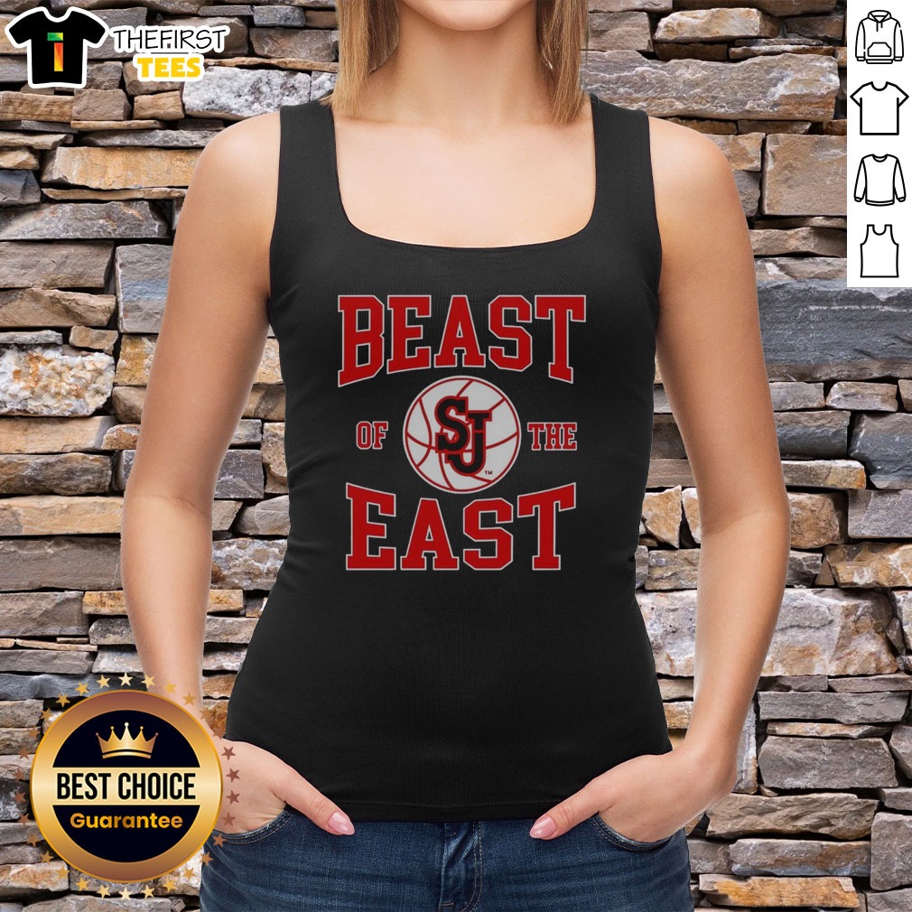 original-st-john-s-red-storm-basketball-beast-of-the-east-tank-top Original St John'S Red Storm Basketball Beast Of The East Tank top in red, sleeveless athletic wear with bold graphic