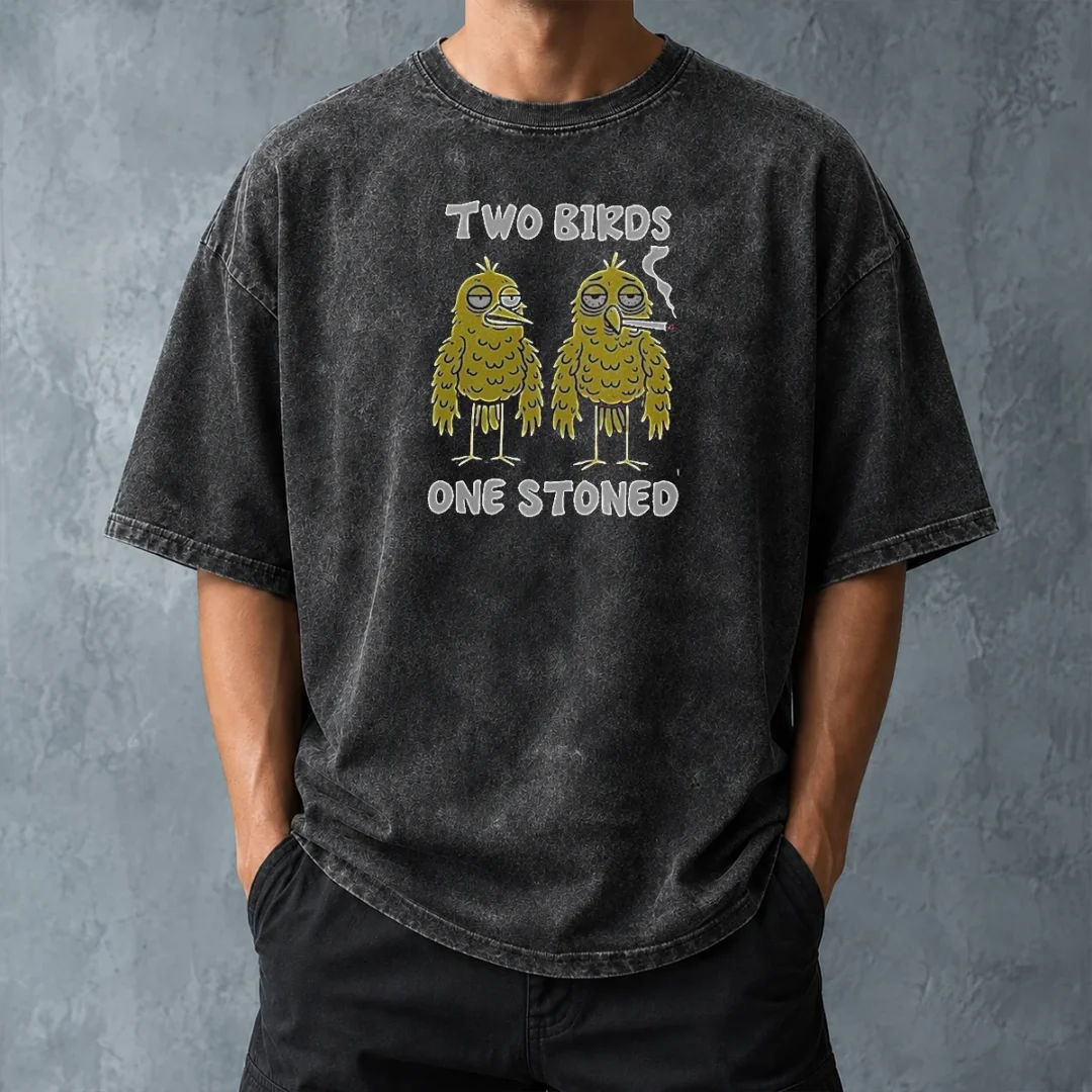 original-two-birds-one-stoned-smoking-washed-t-shirt-washed-tshirt Original Two Birds One Stoned Smoking Washed T-Shirt