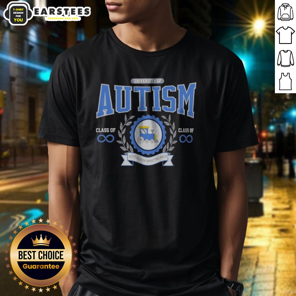 original-university-of-autism-train-infinity-symbol-class-of-autismus-spectrumus-shirt-1 Original University Of Autism Train Infinity Symbol Class Of Autismus Spectrumus shirt in black with colorful infinity symbol and text design