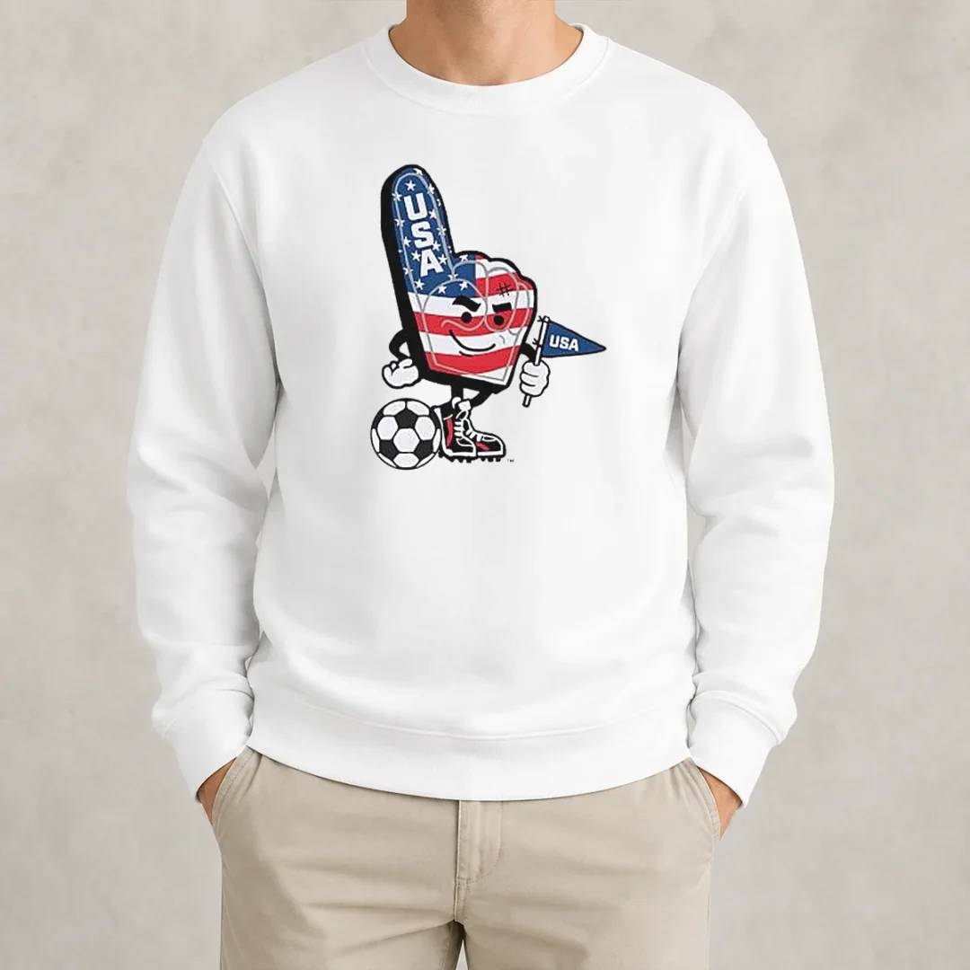 original-usa-soccer-mascot-foam-finger-with-ball-and-pennant-sweater Original USA Soccer Mascot Foam Finger With Ball And Pennant Sweater