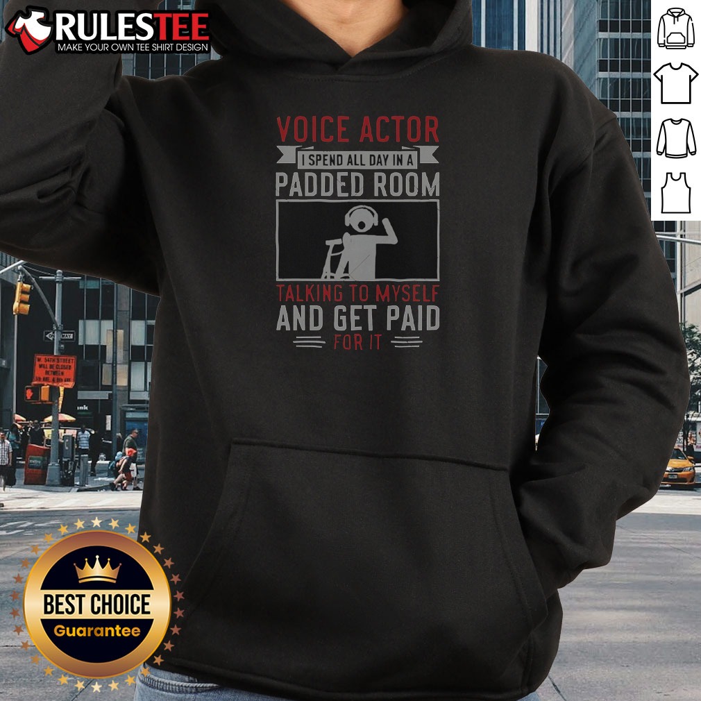 original-voice-actor-padded-room-talking-to-himself-bold-career-humor-hoodie Original Voice Actor Padded Room Talking To Himself Bold Career Humor Hoodie in black, front view with drawstring hood and kangaroo pocket