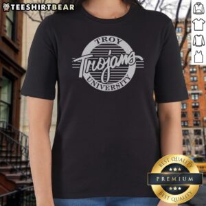 Funny Troy University Trojans Logo Sports Fan University Ladies Shirt featuring a vibrant graphic and comfortable fit.