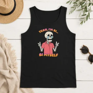 Official Yeah I'M Bi Bi Myself Skeleton Tank Top