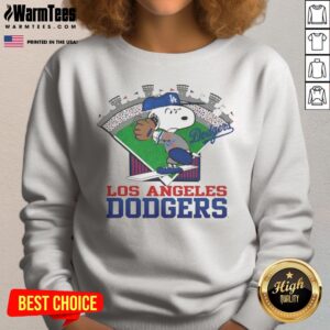 Snoopy Los Angeles Dodgers MLB Stadium sweatshirt featuring vibrant graphics and cozy fit.