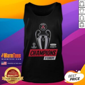 Funny Paris Saint Germain PSG UEFA Champions League Champions D'Europe 2026 Trophy tank top in vibrant colors
