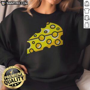 Funny Swiss Cheese Hole Yellow Food Slice Dairy Snack Symbol Pattern Culinary Art Sweatshirt showcasing a playful cheese design.
