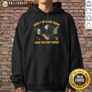 Nice Here For Home Runs And The Hot Dogs Milwaukee Brewers Mascot Baseball Logo Hoodie featuring the iconic mascot design.