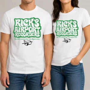 Funny Tom Petty Rick'S Airport Recorders The Best Round graphic t shirt in black, front view