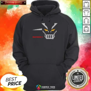 Top Mazinger Z Robot Face Logo Hoodie hoodie optimized front view with bold robot face graphic on chest